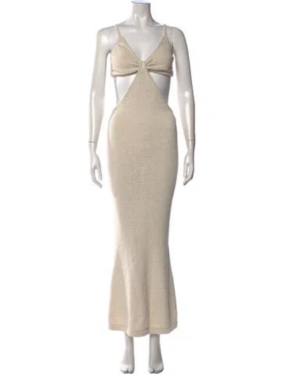 Pre-owned Cult Gaia Plunge Neckline Long Dress In Neutral