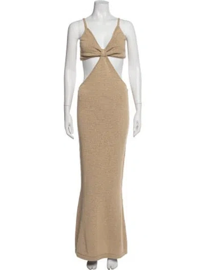 Pre-owned Cult Gaia Plunge Neckline Long Dress In Neutral