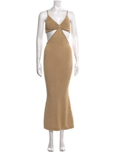 Pre-owned Cult Gaia Plunge Neckline Long Dress In Neutrals