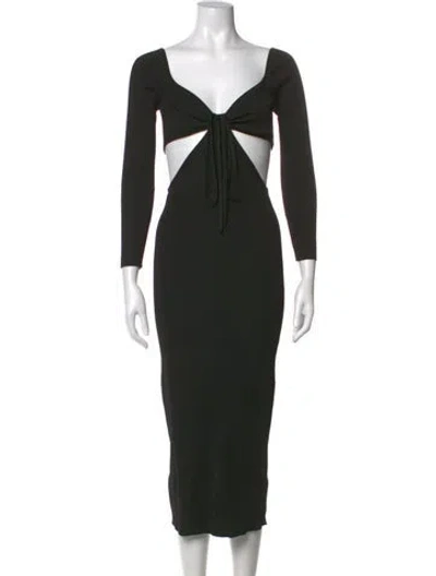 Pre-owned Cult Gaia Plunge Neckline Midi Length Dress In Black