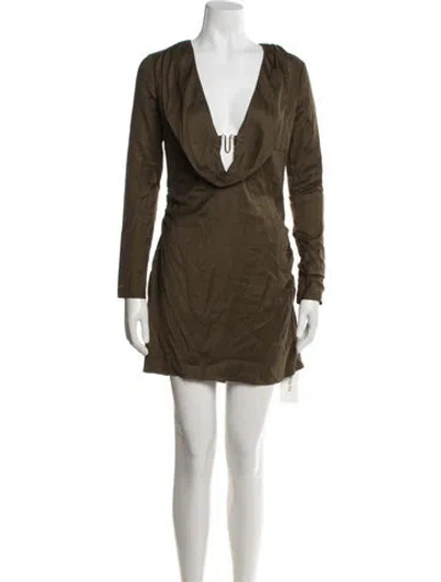 Pre-owned Cult Gaia Plunge Neckline Mini Dress In Green