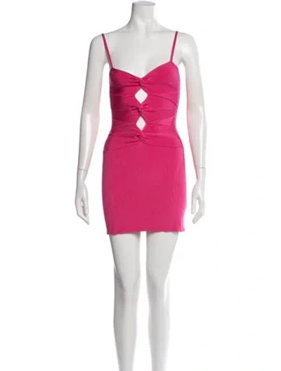 Pre-owned Cult Gaia Plunge Neckline Mini Dress In Pink
