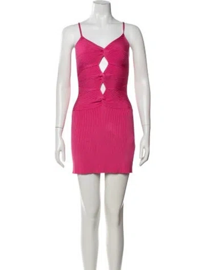 Pre-owned Cult Gaia Plunge Neckline Mini Dress In Pink