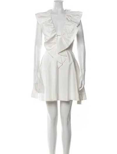 Pre-owned Cult Gaia Plunge Neckline Mini Dress In White