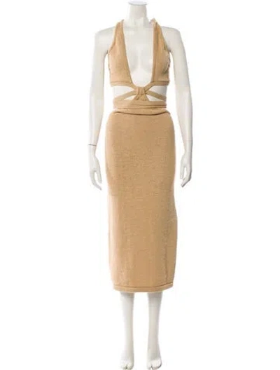Pre-owned Cult Gaia Plunge Neckline Sweater In Neutral