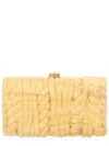 Cult Gaia Chain Strap Rectangular Clutch Twisted Design In Sand