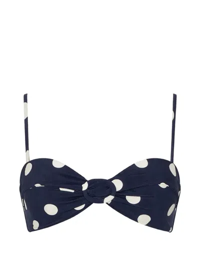 Cult Gaia Polka-dot Knot Bikini Top In Blue