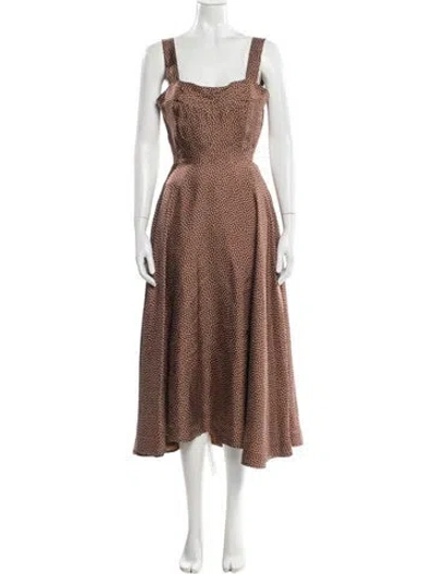 Pre-owned Cult Gaia Polka Dot Print Knee-length Dress In Brown