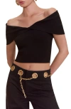 Cult Gaia Prescott Off The Shoulder Knit Top In Black