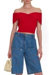 Cult Gaia Prescott Off The Shoulder Knit Top In Red