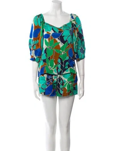 Pre-owned Cult Gaia Printed Cutout Accent Short Set In Brown