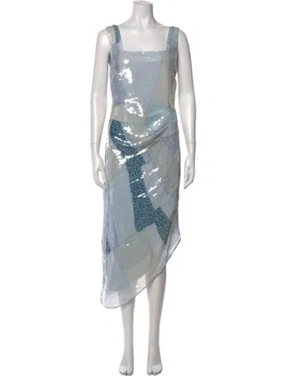 Pre-owned Cult Gaia Printed Long Dress In Blue