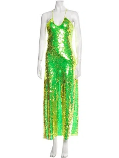 Pre-owned Cult Gaia Printed Long Dress In Green