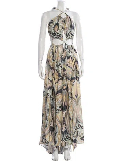 Pre-owned Cult Gaia Printed Long Dress In Neutral