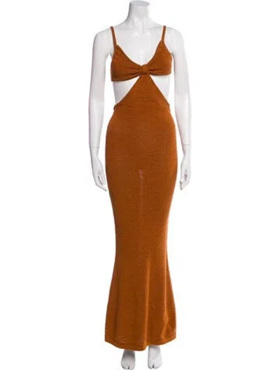 Pre-owned Cult Gaia Printed Long Dress In Orange