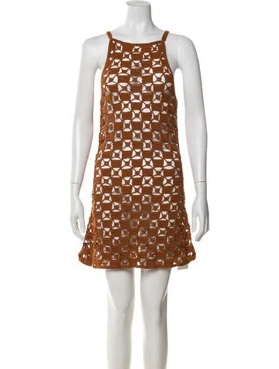 Pre-owned Cult Gaia Printed Mini Dress In Brown