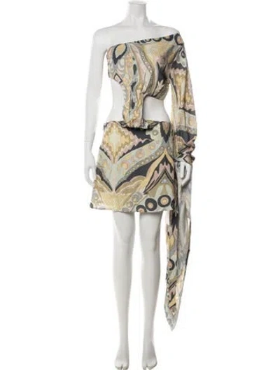 Pre-owned Cult Gaia Printed Mini Dress In Yellow