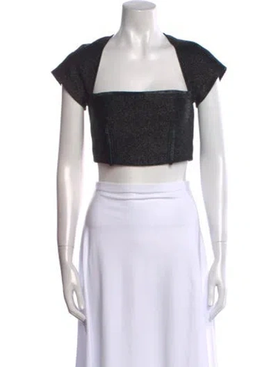 Pre-owned Cult Gaia Printed Square Neckline Crop Top In Multi