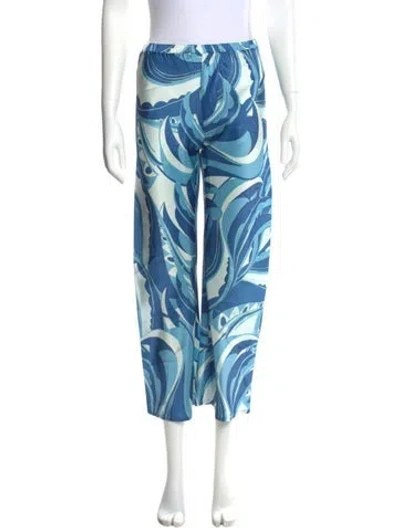 Pre-owned Cult Gaia Printed Wide Leg Pants In Blue