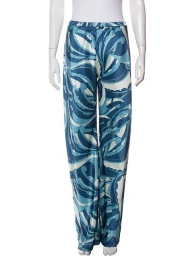 Pre-owned Cult Gaia Printed Wide Leg Pants In Blue