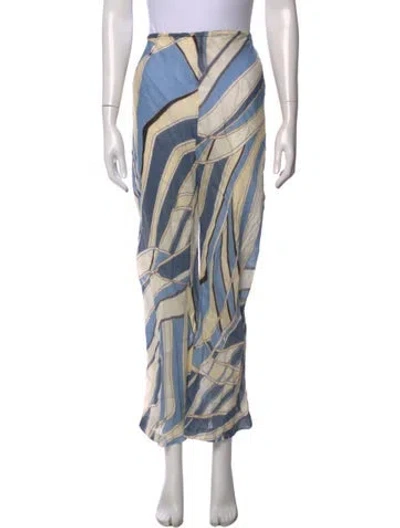 Pre-owned Cult Gaia Printed Wide Leg Pants In Blue