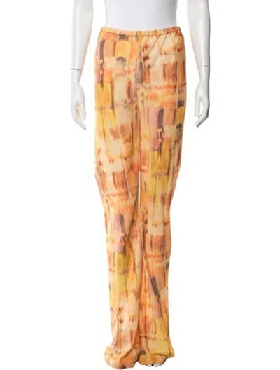 Pre-owned Cult Gaia Printed Wide Leg Pants In Orange