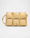Cult Gaia Prue Puffy Leather Crossbody Bag In Sand