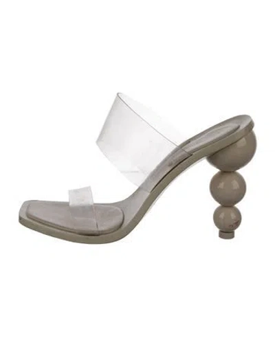 Pre-owned Cult Gaia Pvc Leather Trim Embellishment Slingback Sandals In Neutral