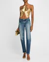 Cult Gaia Quella Metallic Fringe Halter Top In Gold