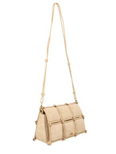 Cult Gaia Quilted Puff Cotton Canvas Shoulder Bag In Beige