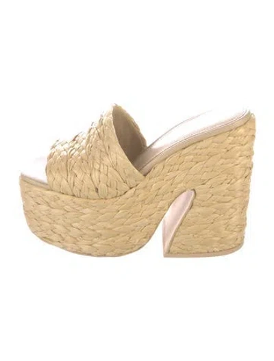 Pre-owned Cult Gaia Raffia Espadrilles In Neutral