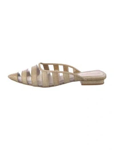 Pre-owned Cult Gaia Raffia Mules In Neutrals