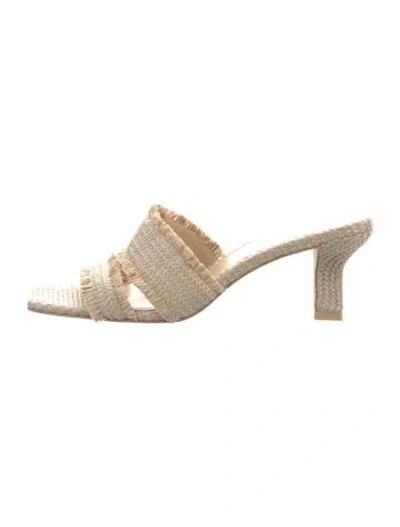 Pre-owned Cult Gaia Raffia Raw-edge Trim Slides In Neutral