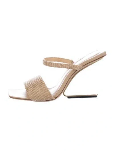 Pre-owned Cult Gaia Raffia Sandals In Metallic/neutrals