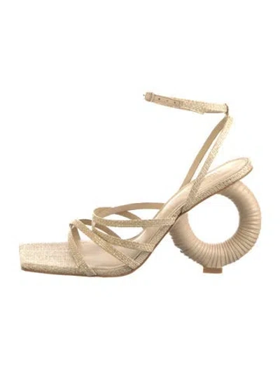 Pre-owned Cult Gaia Raffia Sandals In Neutrals