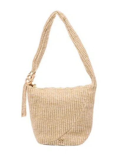 Pre-owned Cult Gaia Raffia Shoulder Bag In Gold/metallic