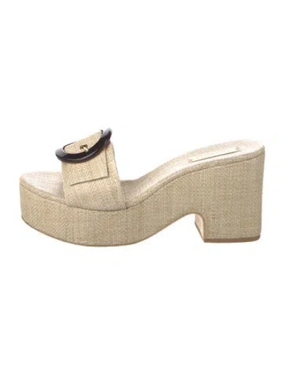 Pre-owned Cult Gaia Raffia Slides In Neutral