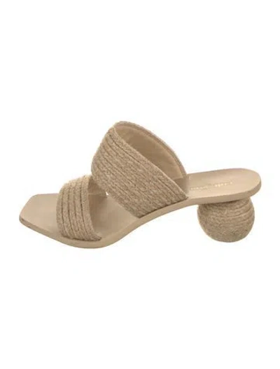 Pre-owned Cult Gaia Raffia Slides In Neutral