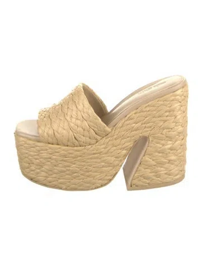 Pre-owned Cult Gaia Raffia Slides In Neutrals