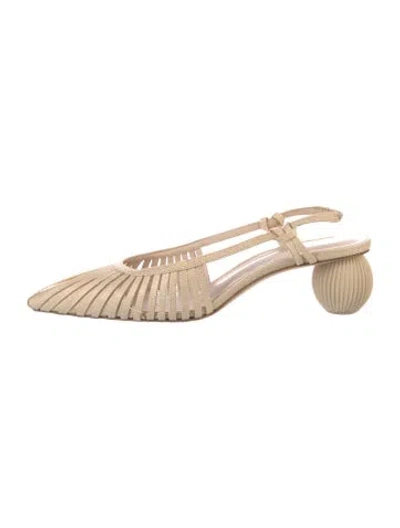 Pre-owned Cult Gaia Raffia Slingback Pumps In Neutral