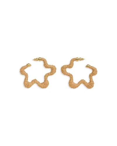 CULT GAIA RAFFIA WRAPPED FLOWER LARGE HOOP EARRINGS