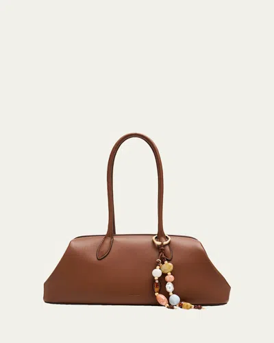Cult Gaia Raia Leather Satchel Shoulder Bag In Brown