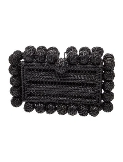 Pre-owned Cult Gaia Rattan Clutch In Black