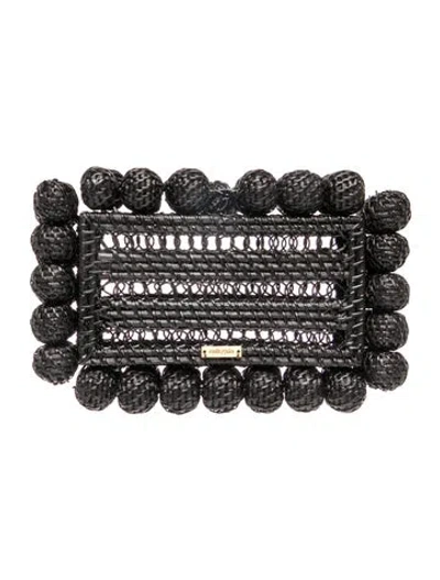 Pre-owned Cult Gaia Rattan Minaudière In Black