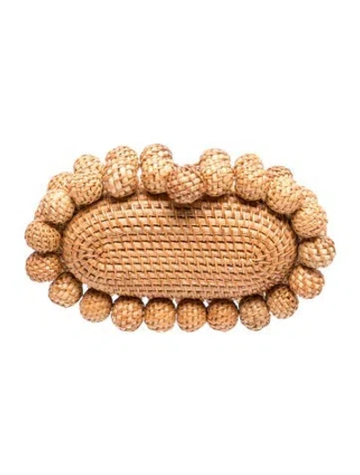 Pre-owned Cult Gaia Rattan Minaudière In Neutrals