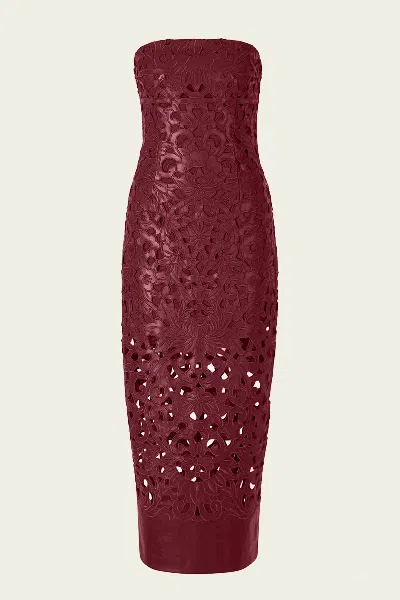 Cult Gaia Raylene Strapless Cutout Midi Dress In Burgundy