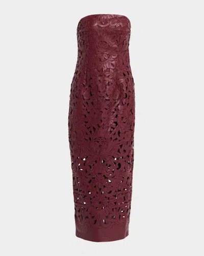 Cult Gaia Raylene Floral Cutout Faux Leather Midi Dress In Multi