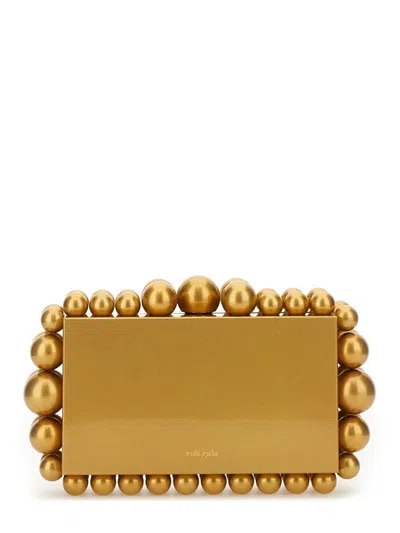 Cult Gaia Eos Metal Beaded Clutch Bag In Gold