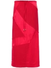 CULT GAIA RED PATCHWORK MIDI SKIRT