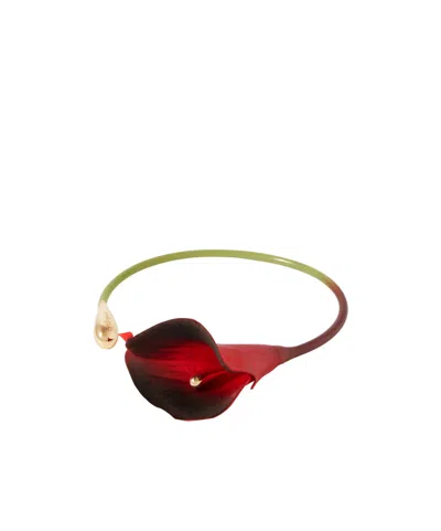 Cult Gaia Red-black Gradient Calla Lily Choker Necklace